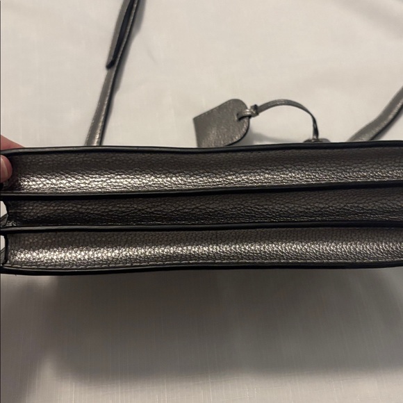 Kate Spade Eva Metallic Silver Crossbody bag pebbled leather medium jewel tone - Picture 3 of 16